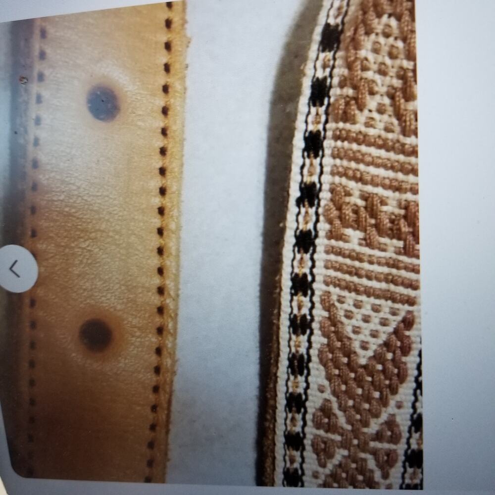 Aztec Tapestry Leather Belt Women's Tan-Brown Leather Length 40 inches - Picture 4 of 4